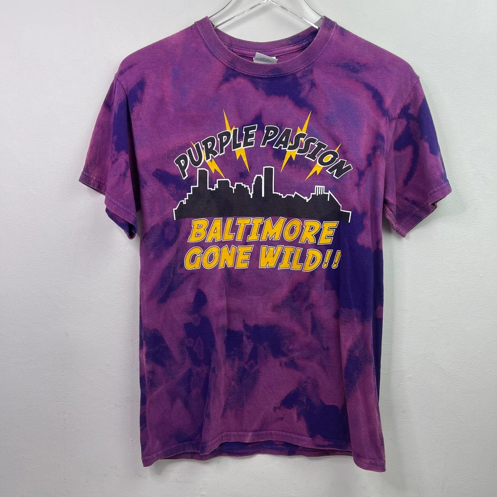 Baltimore Gone wild Purple Passion Ravens Football NFL Acid Wash T-shirt — Small